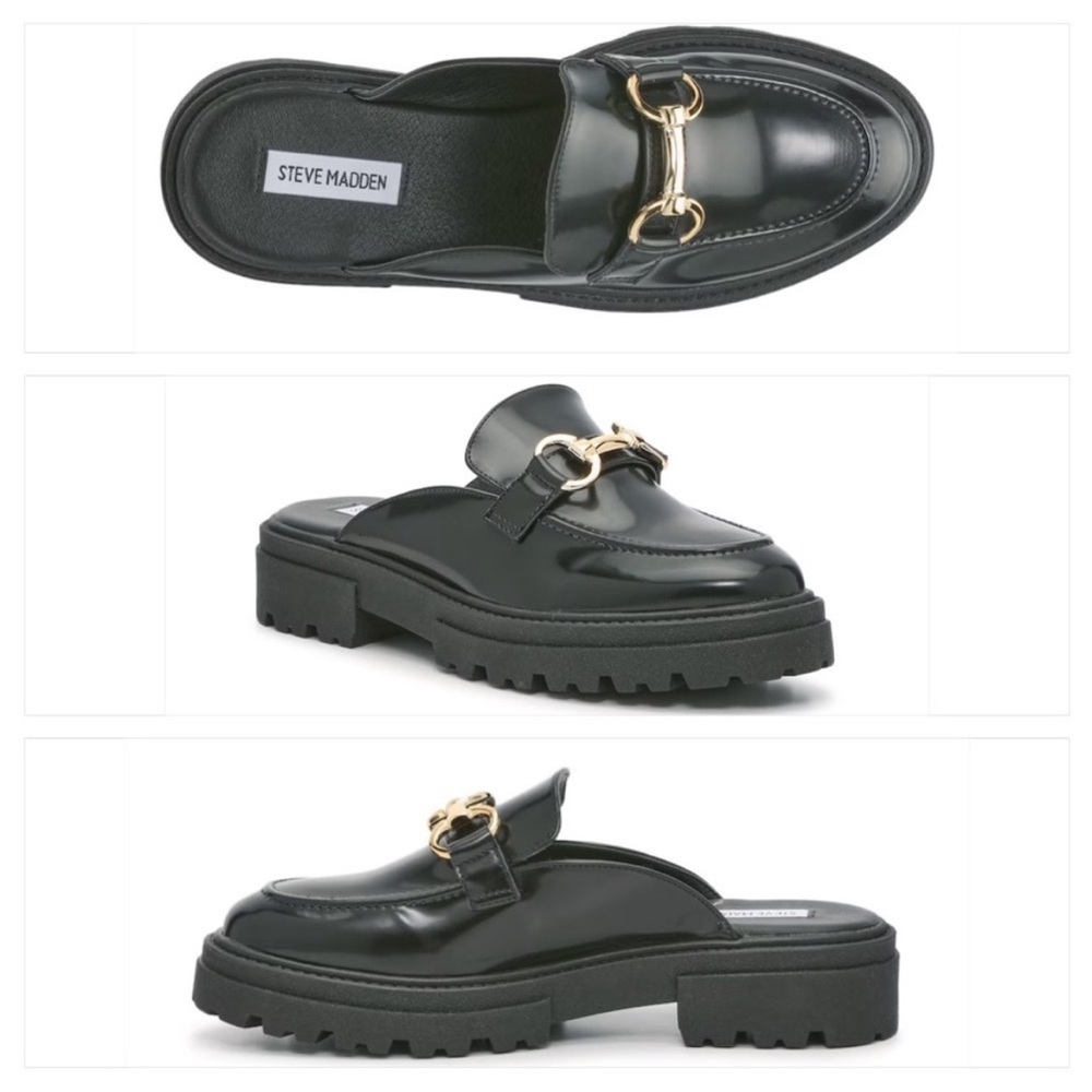 Steve Madden Black Platform Mules